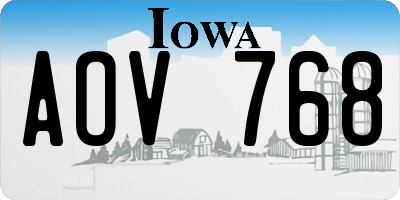 IA license plate AOV768