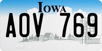 IA license plate AOV769