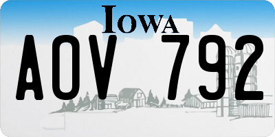IA license plate AOV792