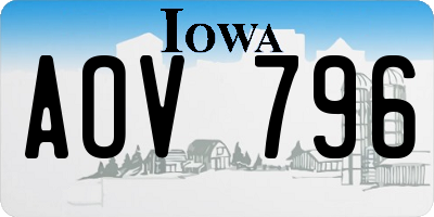 IA license plate AOV796