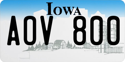 IA license plate AOV800