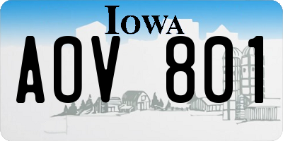 IA license plate AOV801