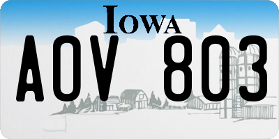 IA license plate AOV803