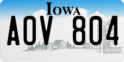 IA license plate AOV804