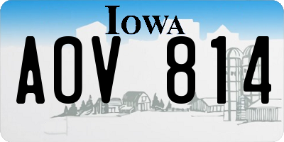 IA license plate AOV814