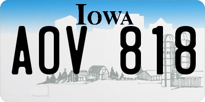 IA license plate AOV818