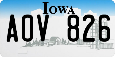 IA license plate AOV826