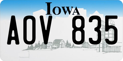IA license plate AOV835