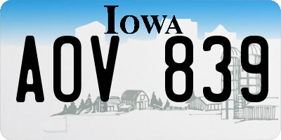 IA license plate AOV839