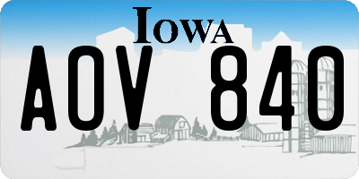 IA license plate AOV840