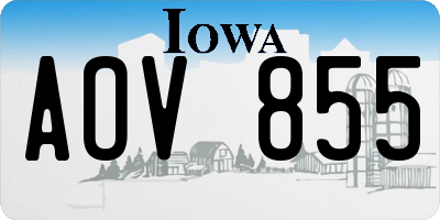 IA license plate AOV855