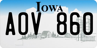 IA license plate AOV860