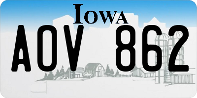 IA license plate AOV862