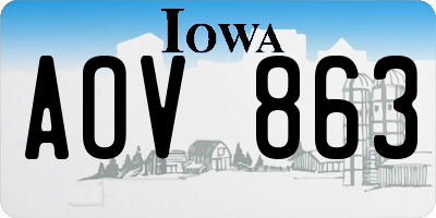 IA license plate AOV863