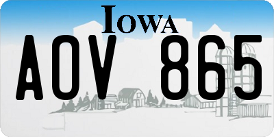 IA license plate AOV865