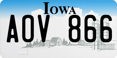 IA license plate AOV866