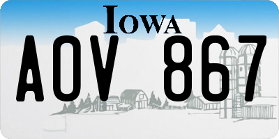 IA license plate AOV867