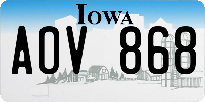 IA license plate AOV868