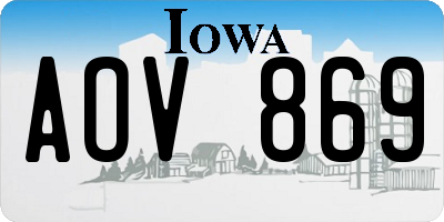 IA license plate AOV869