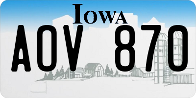 IA license plate AOV870