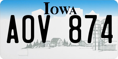 IA license plate AOV874