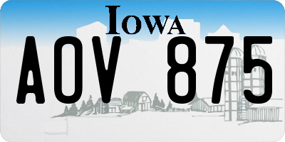 IA license plate AOV875