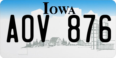 IA license plate AOV876