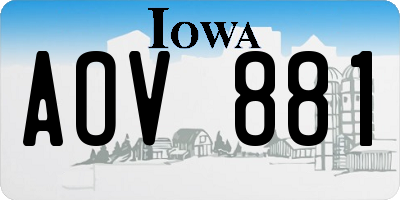 IA license plate AOV881