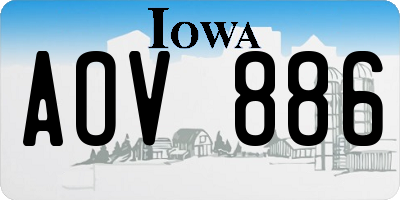IA license plate AOV886