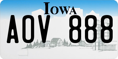 IA license plate AOV888