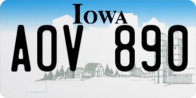 IA license plate AOV890