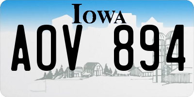 IA license plate AOV894