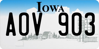 IA license plate AOV903