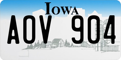 IA license plate AOV904