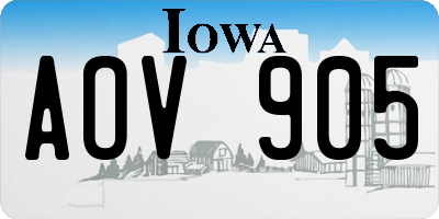 IA license plate AOV905