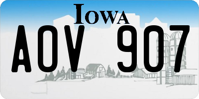 IA license plate AOV907