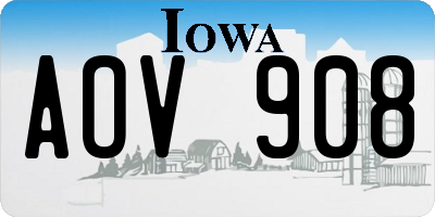 IA license plate AOV908