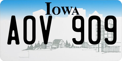 IA license plate AOV909