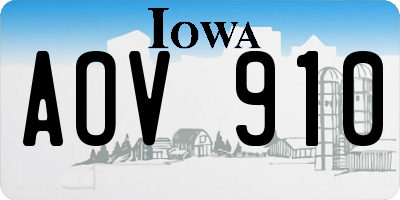IA license plate AOV910