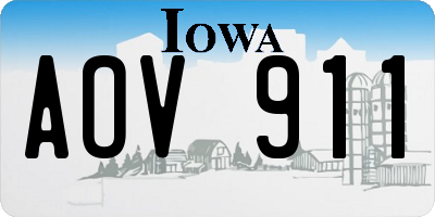 IA license plate AOV911