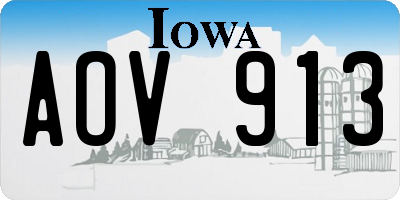 IA license plate AOV913