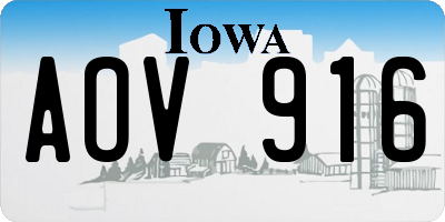 IA license plate AOV916