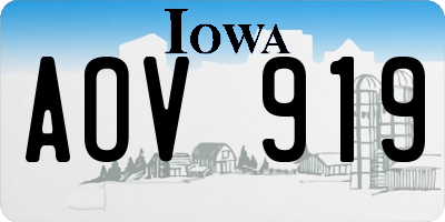 IA license plate AOV919