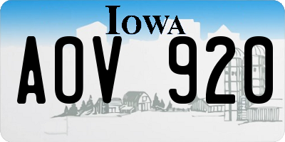 IA license plate AOV920