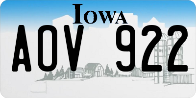 IA license plate AOV922