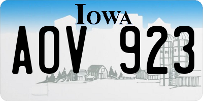 IA license plate AOV923