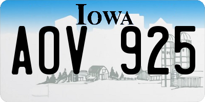 IA license plate AOV925