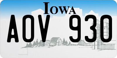 IA license plate AOV930