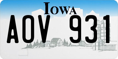 IA license plate AOV931