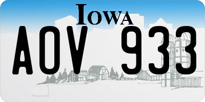 IA license plate AOV933